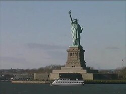 New York City: Statue of Liberty from Boat Stock Footage