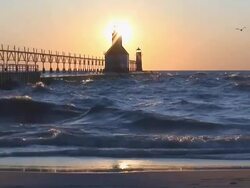 Sun Setting Behind Lighthouse Part 4 Stock Footage