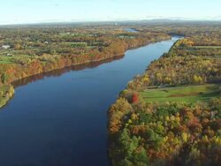 WS ARIEAL View of River / Maine, United States Stock Footage