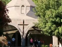 Vagharshapat, Echmiadzin cathedral, modern church Stock Footage