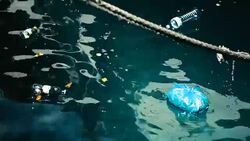 Rubbish in the sea Stock Footage