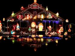 HOUSE WITH CHRISTMAS LIGHTS Stock Footage