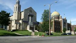 Lutheran Church and Tripoli Shrine Center Stock Footage