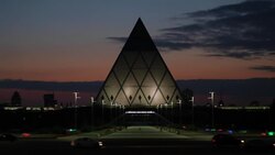 Central Asia, Kazakhstan, Astana, Palace of Peace and Reconciliation pyramid Stock Footage