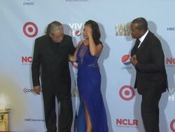 Edward James Olmos, Gina Rodriguez, Joshua S. Mankini at 2012 NCLR ALMA Awards - Press Room on 9/16/2012 in Pasadena, CA.(Footage by WireImage Video/Getty Images Entertainment Video) Stock Footage