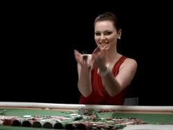 HD DOLLY: Portrait Of Excited Woman Winning Poker Game Stock Footage