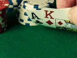 Poker: Checking hand and betting in Texas Hold'em game Stock Footage