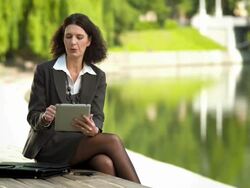 HD: Businesswoman Video Chatting In The City Stock Footage