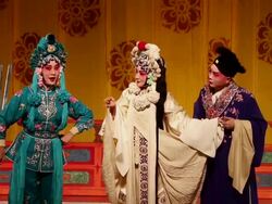 MS PAN Artist performing Beijing opera in traditional theatre AUDIO / xi'an, shaanxi, china Stock Footage