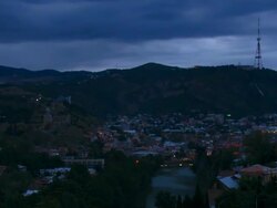WS T/L View of city at day to night / Tbilisi, Georgia  Stock Footage