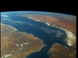 View of Earth from space, over Middle East and Red Sea, STS-62 Stock Footage