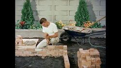 MS Bricklayer building brick wall / United States Stock Footage