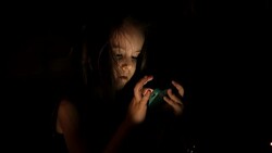 Child Using Modern Technology Bedtime Stock Footage