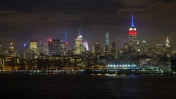 Manhattan, view of the Empire State Building and Midtown Manhattan across the Hudson River, New York, United States of America - Time lapse Stock Footage