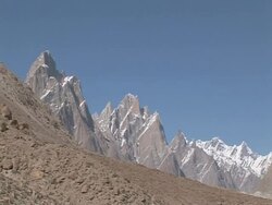 Baltoro glacier valley and peaks, Himalayas Stock Footage