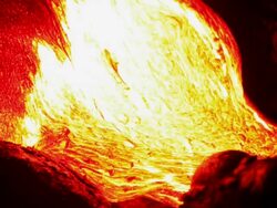 Volcanic lava Flowing at night Stock Footage