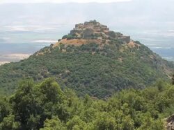 MS ZO View of Kalat Namrud Nimrod's Fortress 1229 AC medieval fortress / Golan Heights, Israel Stock Footage