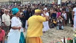 CLEAN : Uruguayan believers pay tribute to African American Sea goddess News Clip