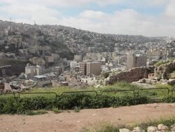 The view over Amman from the Amman Citadel- a national historic site at the centre of downtown Amman, Jordan. Stock Footage
