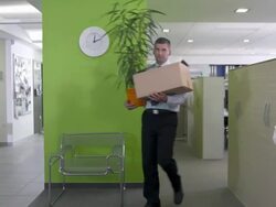 HD DOLLY: Office Worker Lost His Job Stock Footage