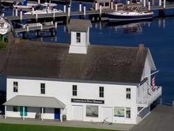 MS AERIAL ZO TS Connecticut River Museum at Essex / Connecticut, United States Stock Footage