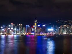 T/L WA The Hong Kong skyline and harbor Stock Footage