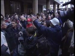 YUGOSLAVIA: POLITICIAN CONFRONTED BY ANTI MILOSEVIC PROTESTERS News Clip