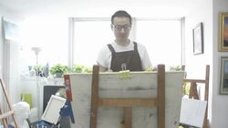 painter painting in studio Stock Footage