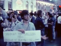 Police and demonstrators at Democratic National Convention Stock Footage