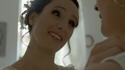 Lesbian couple getting ready for their wedding Stock Footage