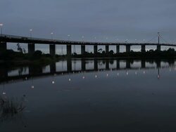 MS View of Twinkling lights of early morning traffic on Westgate Bridge / Melbourne, Victoria, Australia Stock Footage