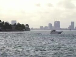 Miami Bay with Speedboat Stock Footage