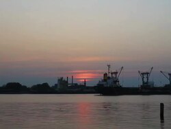 Bangkok Shipyard Working at Dusk Time Lapse Stock Footage