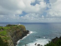 WS TU View of Kilauea Lighthouse and shore lines / Kilauea, Kauai, Kauai, Hawaii, United States Stock Footage