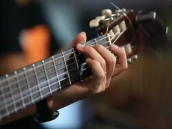 Hand movements on the guitar neck hd1|hd8080p Stock Footage