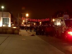 Police out in force following Darren Wilson jury decision Stock Footage
