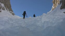 Winter hiking with crampons and axes Stock Footage