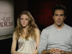 INTERVIEW Eli Roth and Ashley Bell on the casting, why the chose Patrick Fabian, Ashley Bell and Daniel Stamm at the The Last Exorcism - Press Junket at London England. (Footage by WireImage Video/GettyImages) Stock Footage