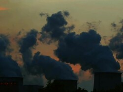 smokestacks at night Stock Footage