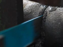 Cutting Aluminum on bandsaw Stock Footage