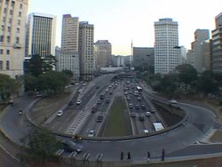 MS, HA, Brazil, Sao Paulo, Traffic on 23 de Maio Avenue Stock Footage