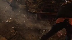 CLEAN : Bus burned in opposition neighborhood in Caracas News Clip