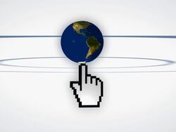 Internet hand spinning world Stock Footage