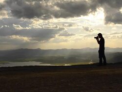tourist take a photo Stock Footage