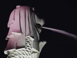 Merlion fountain, close up at night, Singapore Stock Footage