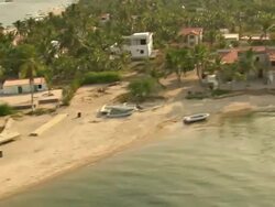 WS AERIAL View over Luandas beaches / Luanda, Angola Stock Footage