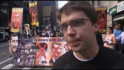 Protest near hotel where Ahmedinejad is staying News Clip