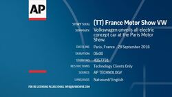 Volkswagen unveils all-electric concept car at the Paris Motor Show. News Clip