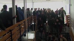 University students protest against govt cuts and education reform, secondary school almost empty News Clip