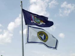 Slow motion of NY state Flag Stock Footage